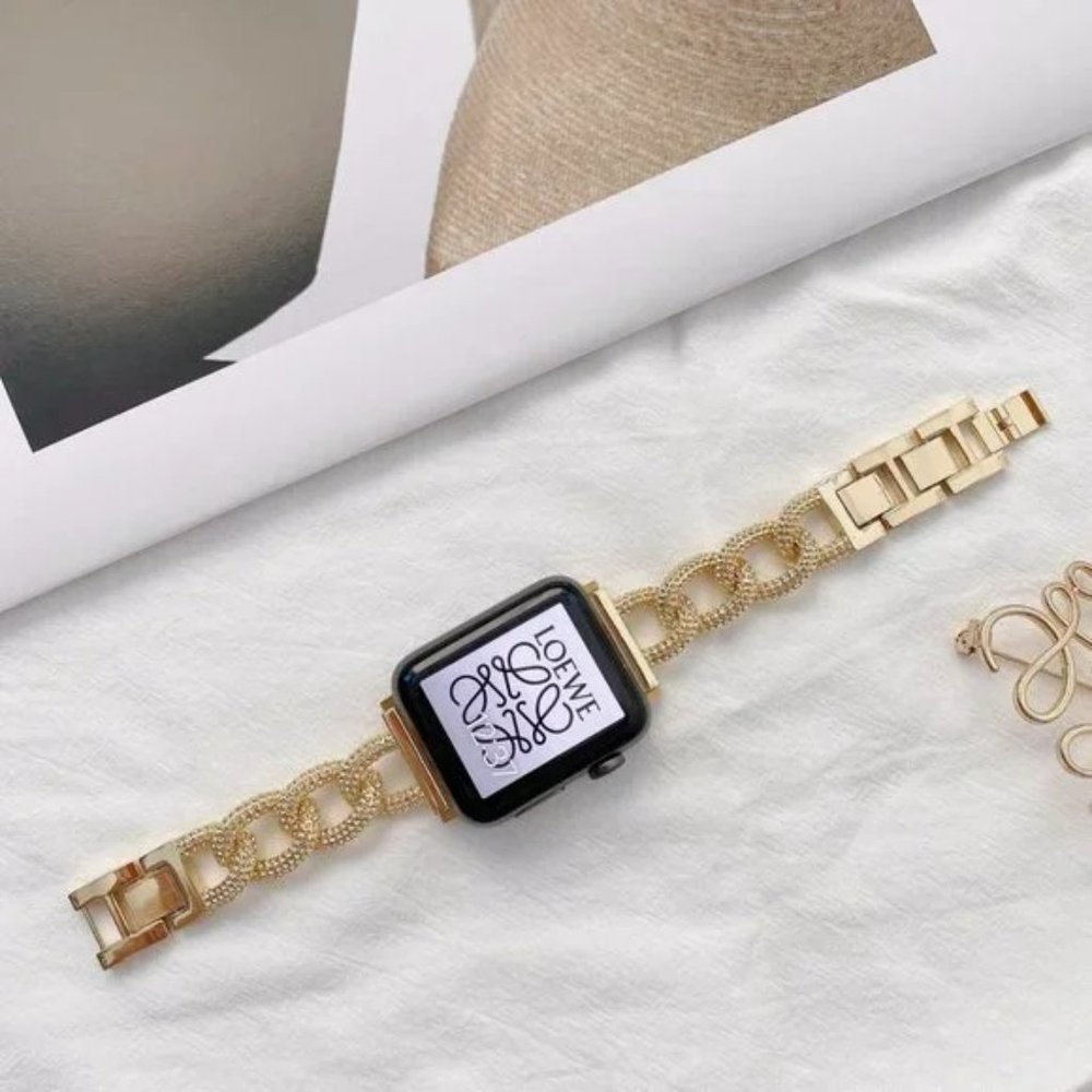 NEW Strap Chain Stainless Band For Apple Watch - Gold - Picture 2 of 7